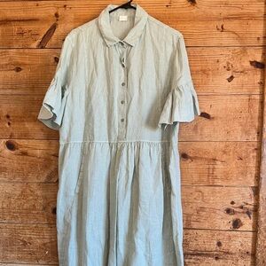 Poetry Sage Linen Dress
